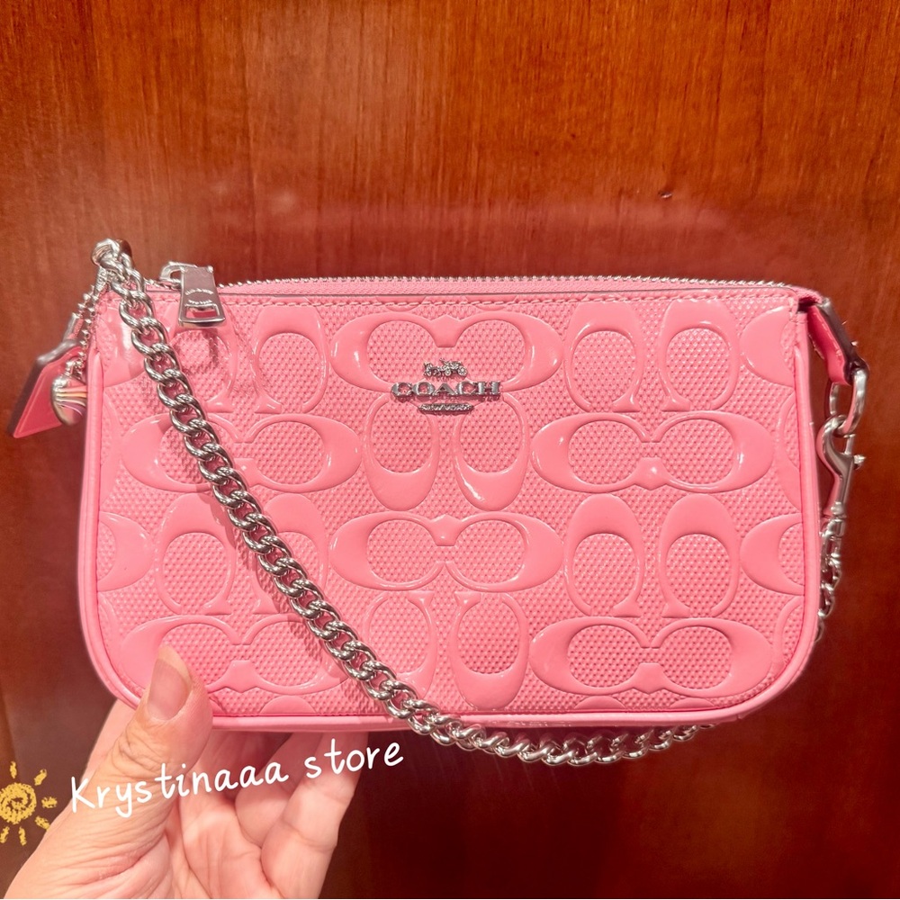 NWT Coach Nolita 19 In Signature Leather With Heart Charm CCZ27❤️ in silver/pink - Picture 7 of 7